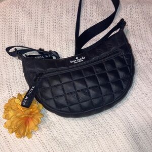 Kate Spade Black Quilted puffy Crossbody Bag